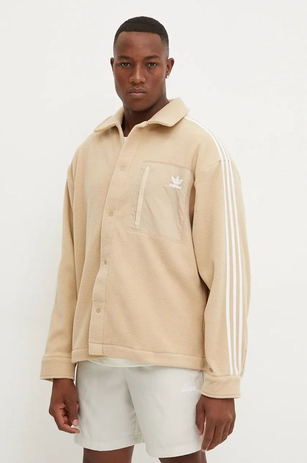adidas Originals Dukserica od flisa adidas Originals boja: bež, s aplikacijom, IX5219