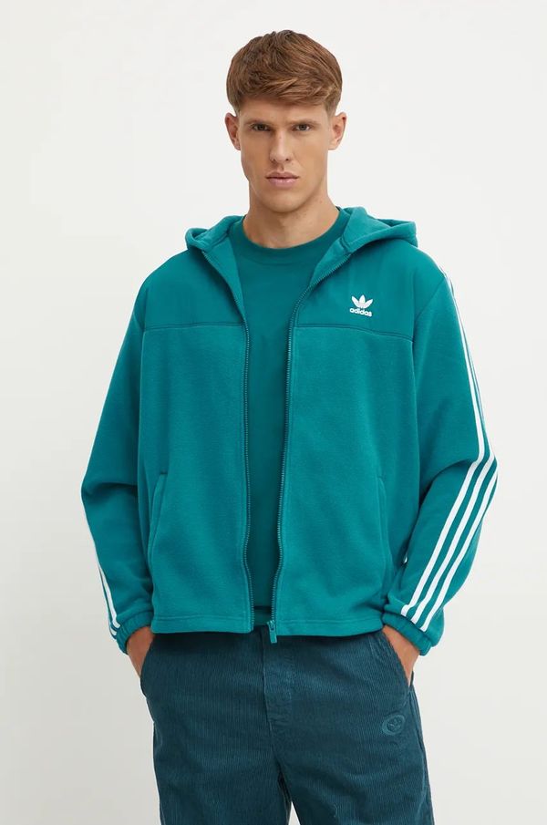 adidas Originals Dukserica od flisa adidas Originals boja: zelena, s kapuljačom, s aplikacijom, IZ2488