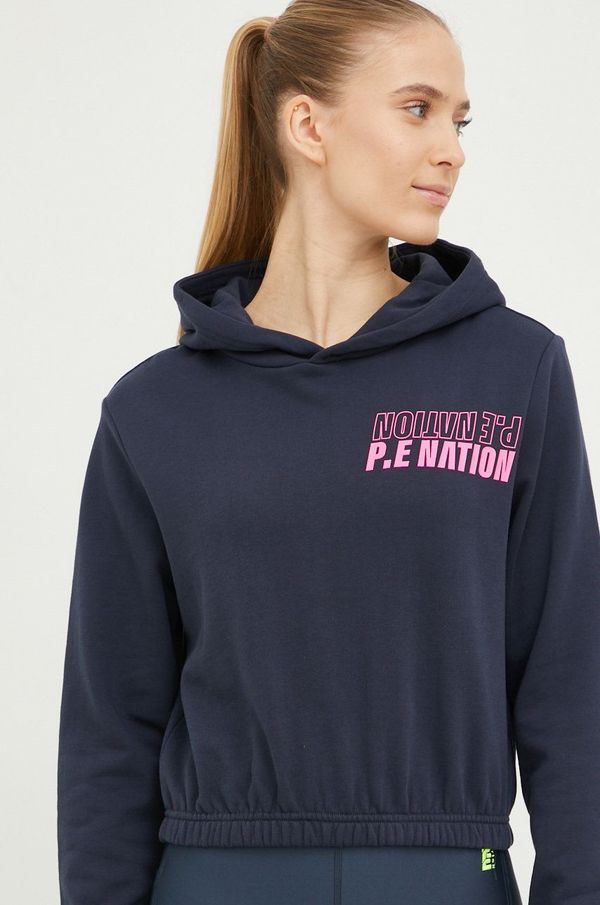 P.E Nation Dukserica P.E Nation za žene, boja: tamno plava, s kapuljačom, s tiskom