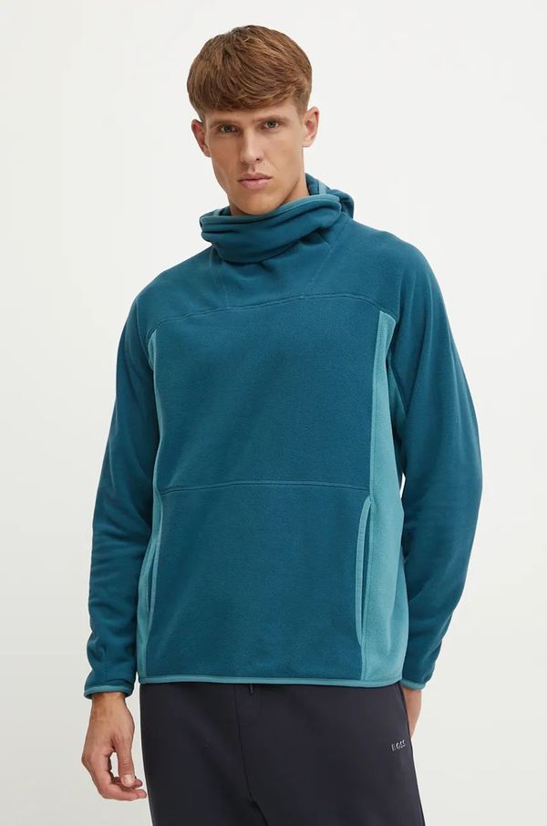 Peak Performance Dukserica Peak Performance Treeline Fleece za muškarce, boja: tirkizna, s kapuljačom, s uzorkom, G79917