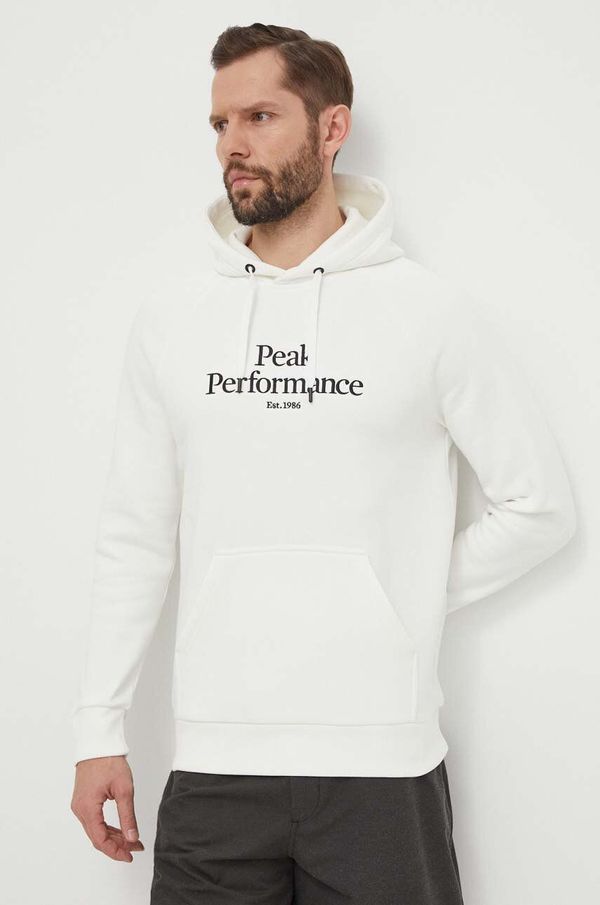 Peak Performance Dukserica Peak Performance za muškarce, boja: bijela, s kapuljačom, s aplikacijom