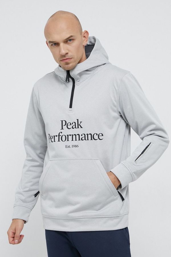 Peak Performance Dukserica Peak Performance za muškarce, boja: siva, s kapuljačom