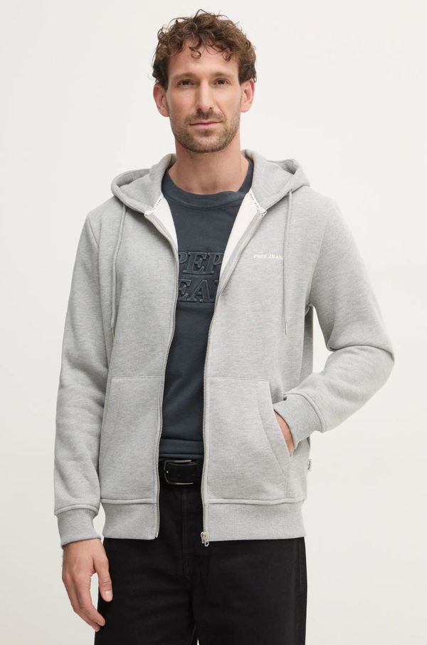 Pepe Jeans Dukserica Pepe Jeans DAMIAN ZIP za muškarce, boja: siva, s kapuljačom, bez uzorka, PM582752
