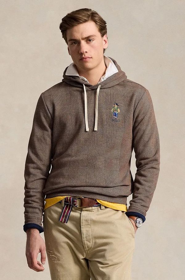 Polo Ralph Lauren Dukserica Polo Ralph Lauren za muškarce, boja: siva, s kapuljačom, s uzorkom, 710951639