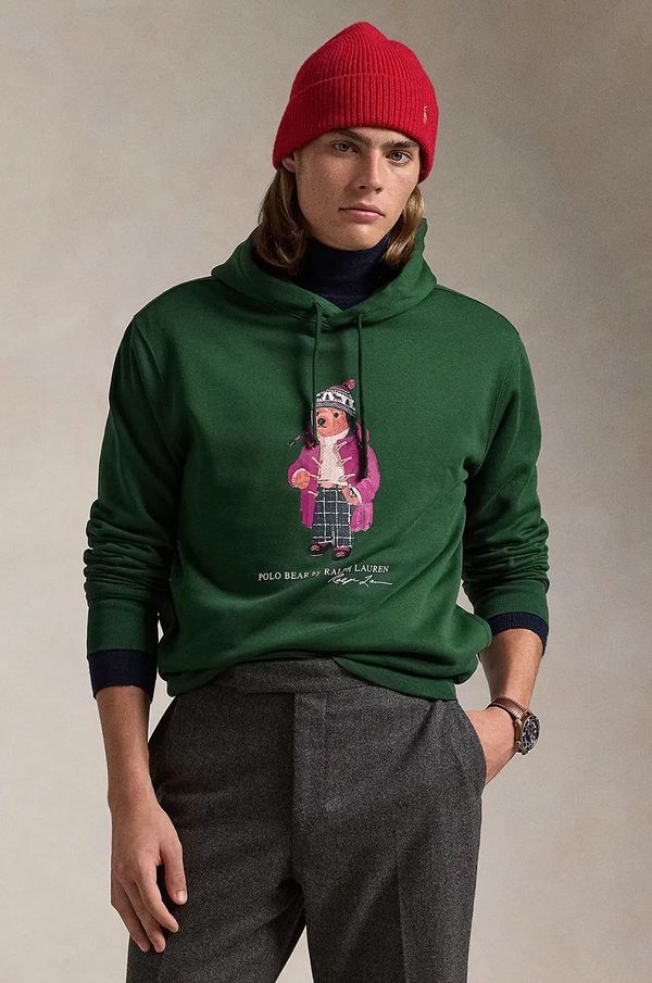 Polo Ralph Lauren Dukserica Polo Ralph Lauren za muškarce, boja: zelena, s kapuljačom, s tiskom, 710953719