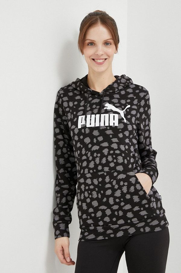 Puma Dukserica Puma boja: crna, s kapuljačom, s uzorkom