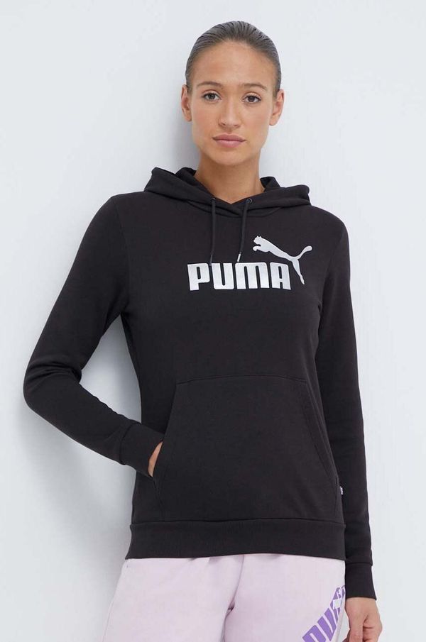 Puma Dukserica Puma boja: crna, s kapuljačom, tiskom, 849096