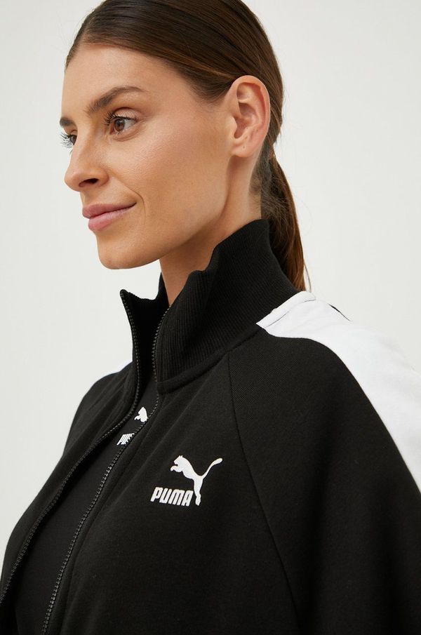 Puma Dukserica Puma Iconic T7 za žene, boja: crna, s aplikacijom, 530078-01