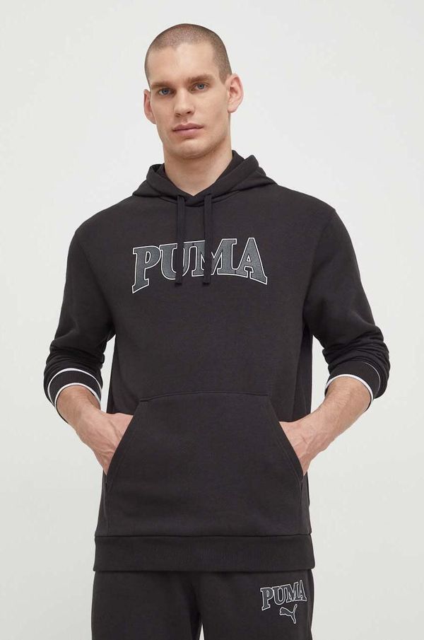 Puma Dukserica Puma SQUAD za muškarce, boja: crna, s kapuljačom, tiskom