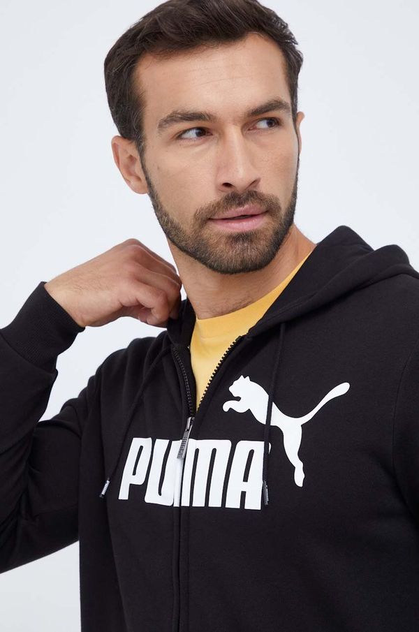 Puma Dukserica Puma za muškarce, boja: crna, s kapuljačom, s tiskom