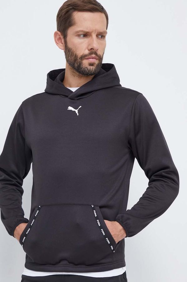 Puma Dukserica Puma za muškarce, boja: crna, s kapuljačom, s tiskom