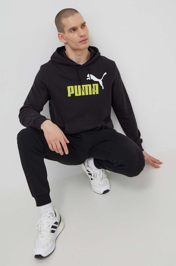 Puma Dukserica Puma za muškarce, boja: crna, s kapuljačom, tiskom