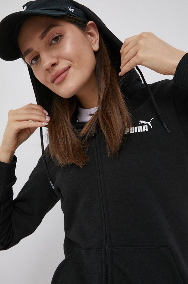 Puma Dukserica Puma za žene, boja: crna, s kapuljačom, tiskom