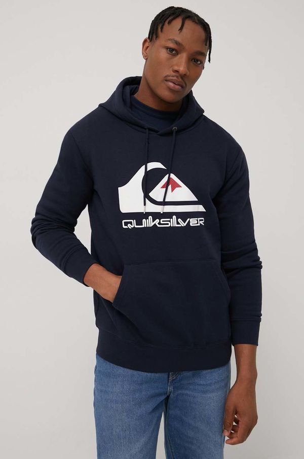 Quiksilver Dukserica Quiksilver za muškarce, boja: tamno plava, s kapuljačom, s tiskom