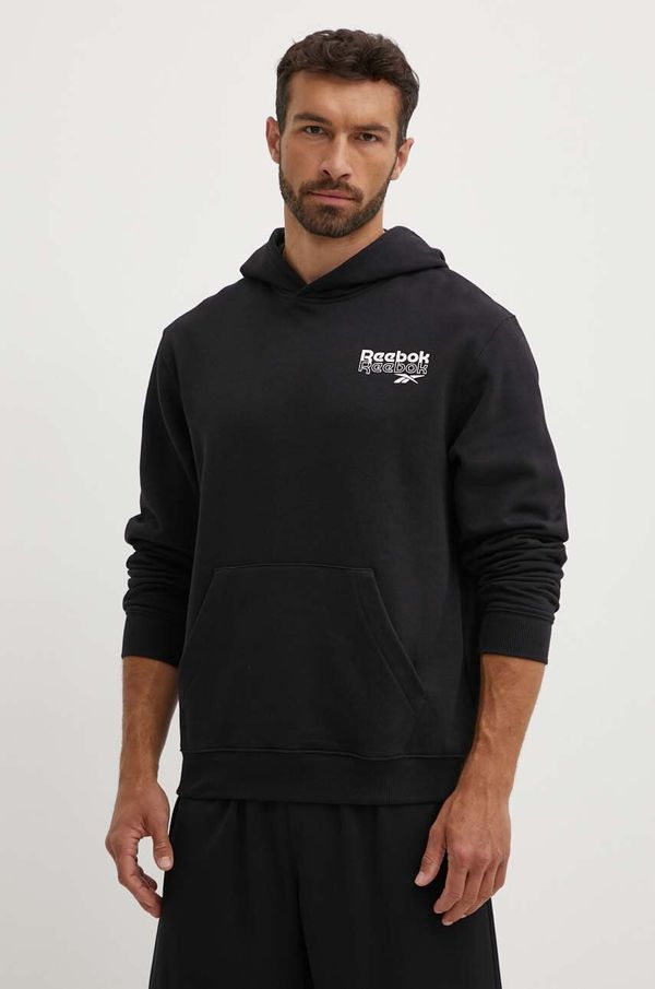 Reebok Dukserica Reebok Brand Proud za muškarce, boja: crna, s kapuljačom, s tiskom, 100076385