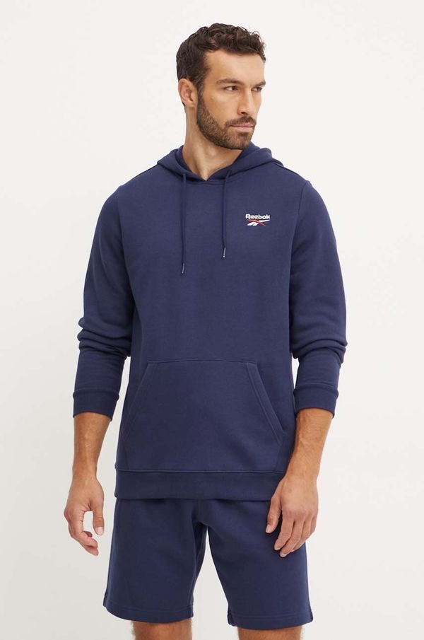Reebok Dukserica Reebok za muškarce, boja: tamno plava, s kapuljačom, s aplikacijom, 100202877