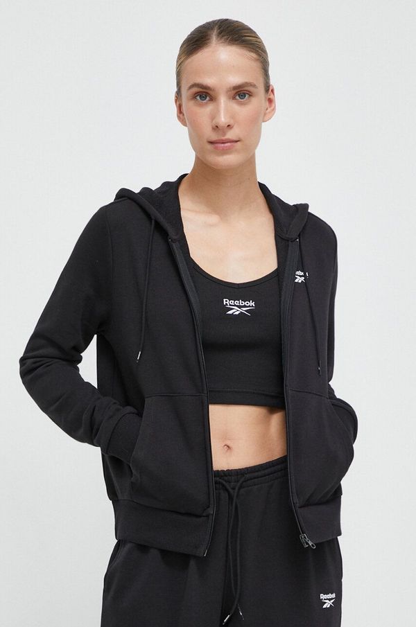 Reebok Dukserica Reebok za žene, boja: crna, s kapuljačom, bez uzorka