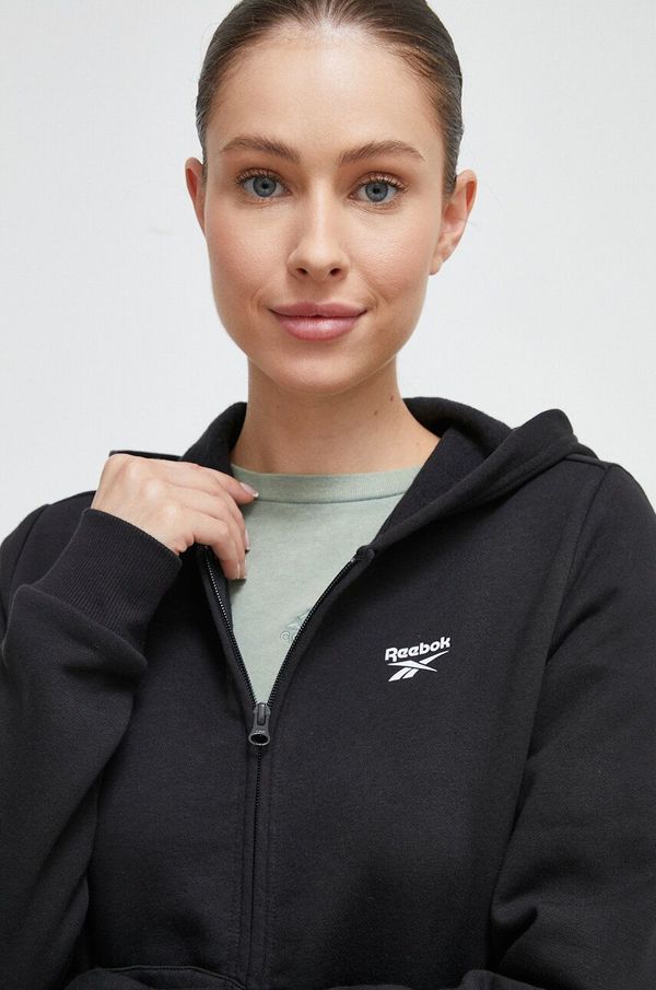 Reebok Dukserica Reebok za žene, boja: crna, s kapuljačom, bez uzorka