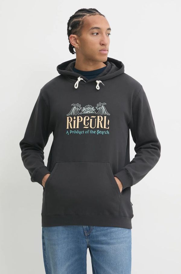 Rip Curl Dukserica Rip Curl DOWN THE LINE za muškarce, boja: siva, s kapuljačom, s tiskom, 06HMFL