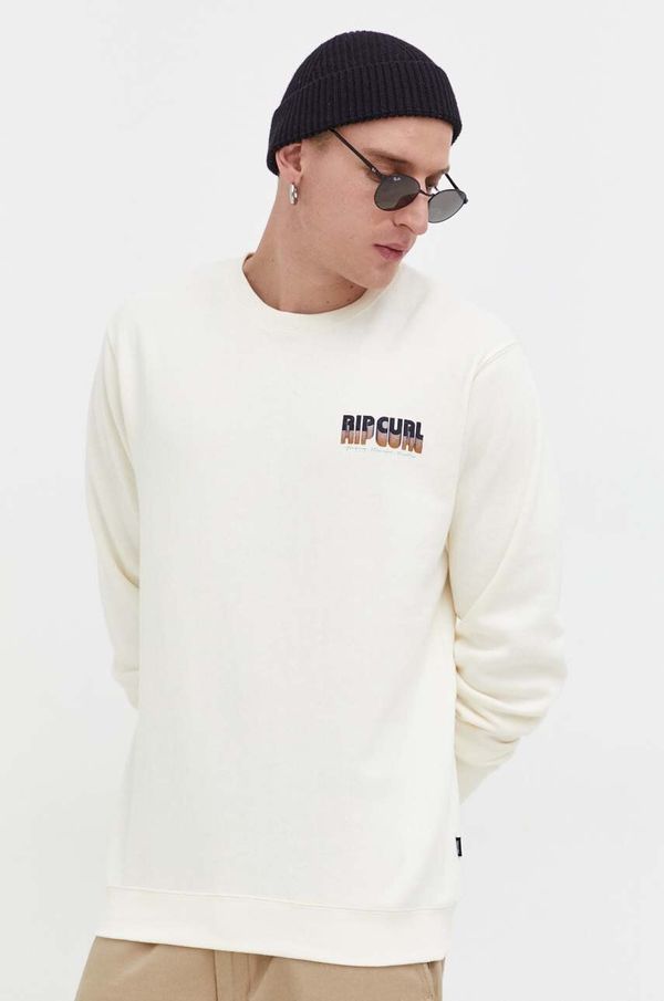 Rip Curl Dukserica Rip Curl za muškarce, boja: bež, s tiskom