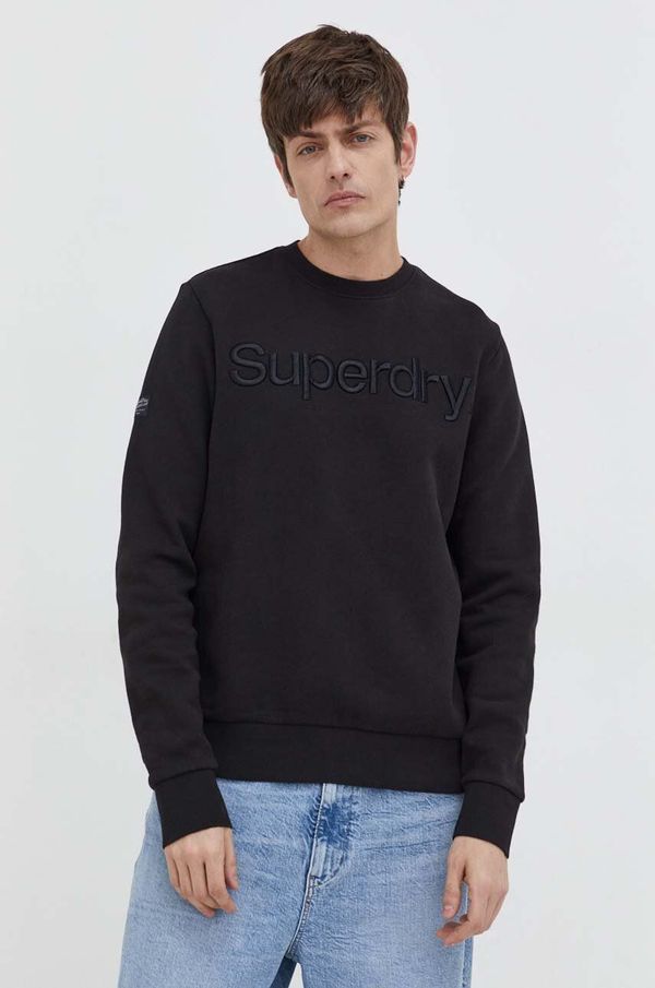 Superdry Dukserica Superdry za muškarce, boja: crna, s aplikacijom