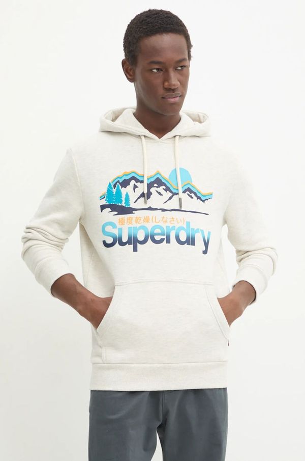 Superdry Dukserica Superdry za muškarce, boja: siva, s kapuljačom, s tiskom, M2013708A-43D
