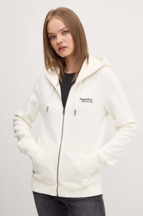 Superdry Dukserica Superdry za žene, boja: bež, s kapuljačom, s aplikacijom, W2012047F-71D