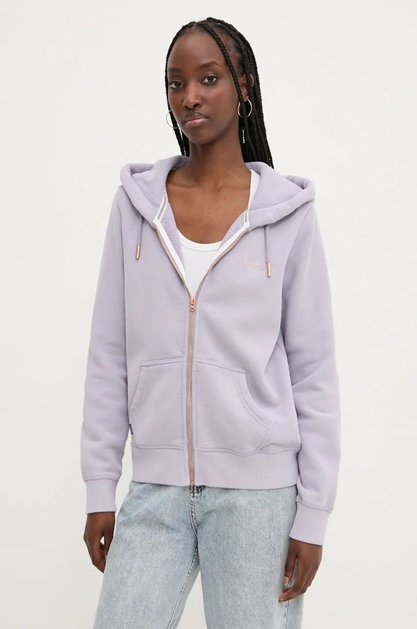 Superdry Dukserica Superdry za žene, boja: ljubičasta, s kapuljačom, bez uzorka, W2012047A-8CX