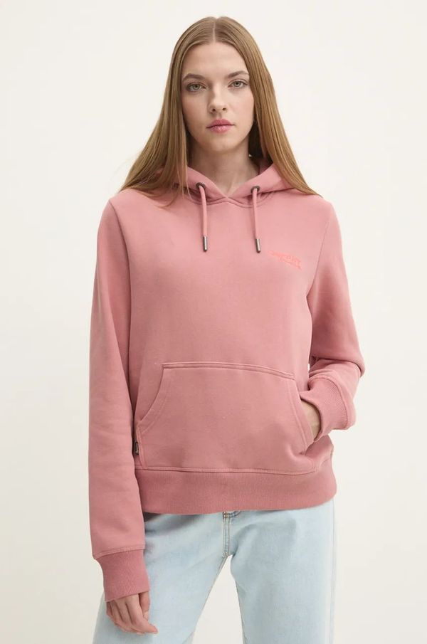 Superdry Dukserica Superdry za žene, boja: ružičasta, s kapuljačom, bez uzorka, W2012180A-MIP