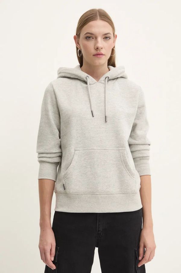 Superdry Dukserica Superdry za žene, boja: siva, s kapuljačom, melanž, W2012180A-D6V