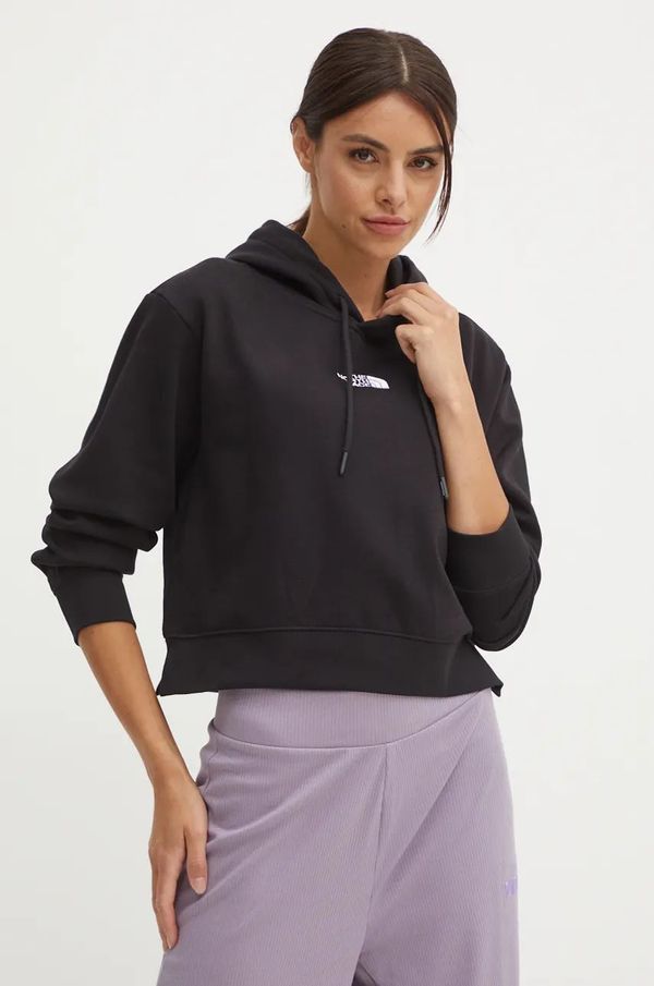 The North Face Dukserica The North Face Essential Crop Hoodie za žene, boja: crna, s kapuljačom, s aplikacijom, NF0A89EXJK31