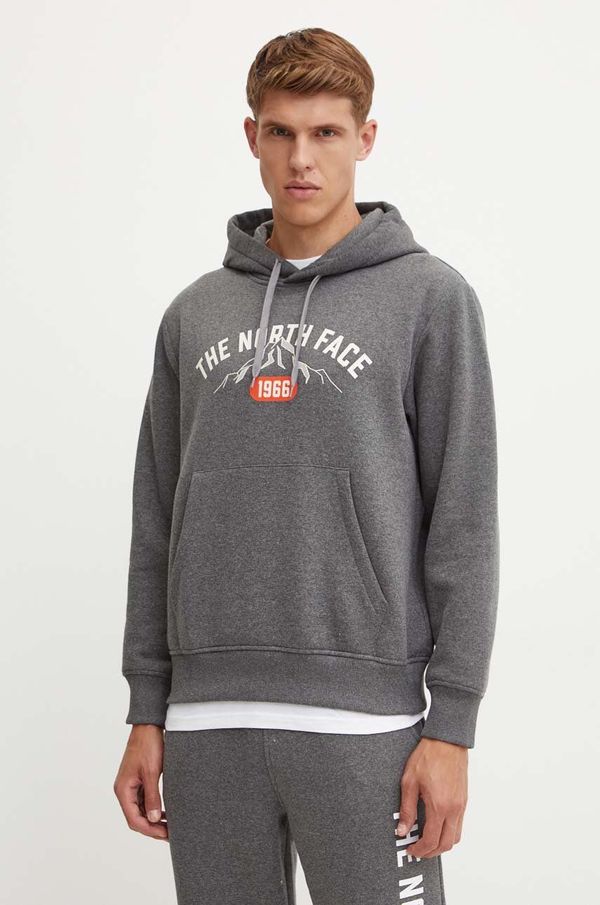 The North Face Dukserica The North Face Hoodie Varsity Graphic za muškarce, boja: siva, s kapuljačom, s tiskom, NF0A89DJDYY1