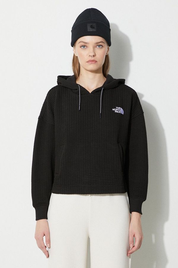 The North Face Dukserica The North Face Mhysa za žene, boja: crna, s kapuljačom, s aplikacijom, NF0A853WJK31
