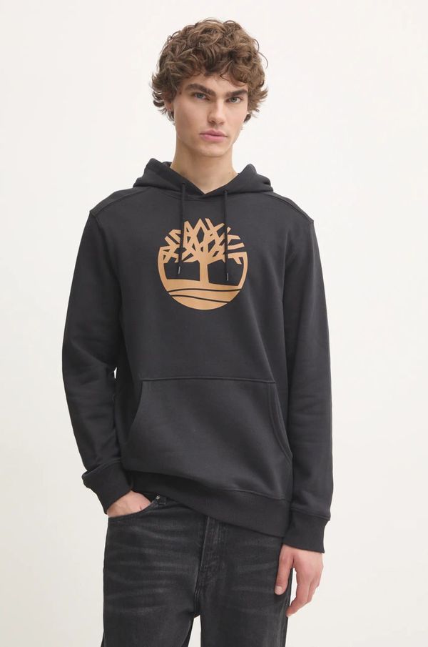 Timberland Dukserica Timberland za muškarce, boja: crna, s kapuljačom, s tiskom, TB0A2BJHP561