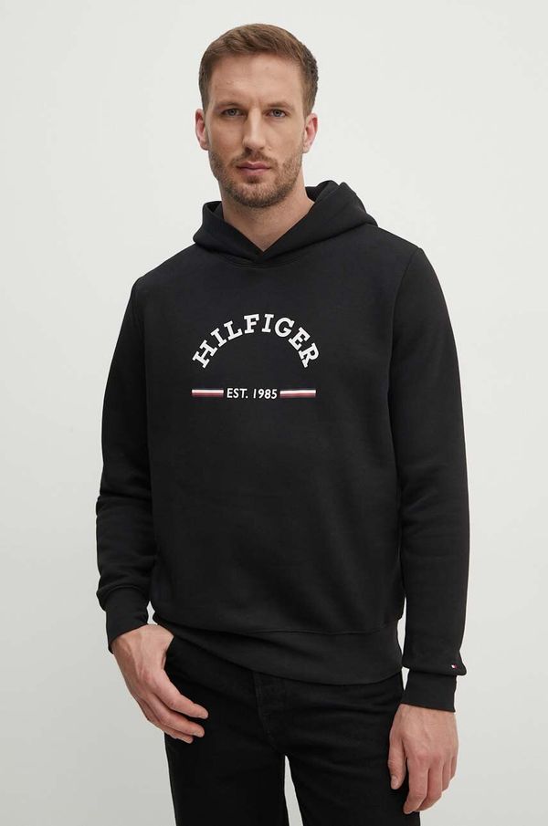 Tommy Hilfiger Dukserica Tommy Hilfiger za muškarce, boja: crna, s kapuljačom, s tiskom, MW0MW35568