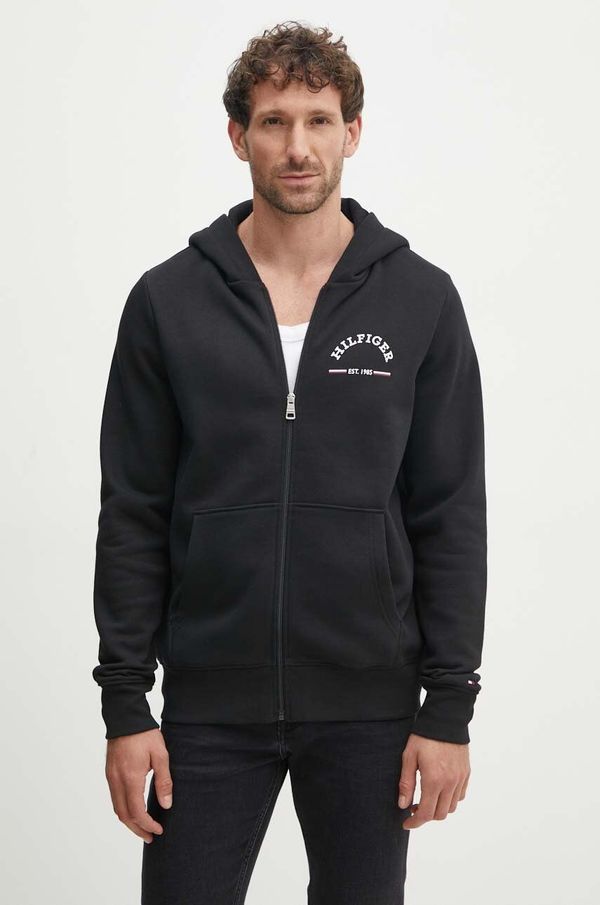 Tommy Hilfiger Dukserica Tommy Hilfiger za muškarce, boja: crna, s kapuljačom, s tiskom, MW0MW35571