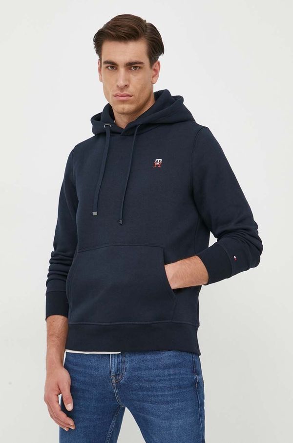 Tommy Hilfiger Dukserica Tommy Hilfiger za muškarce, boja: tamno plava, s kapuljačom, s aplikacijom