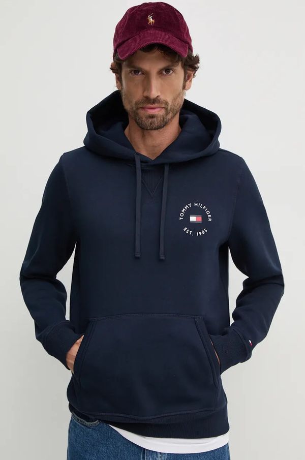 Tommy Hilfiger Dukserica Tommy Hilfiger za muškarce, boja: tamno plava, s kapuljačom, s tiskom, MW0MW35531