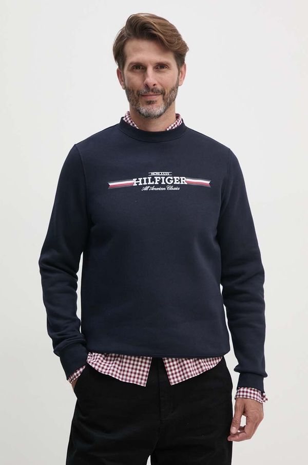 Tommy Hilfiger Dukserica Tommy Hilfiger za muškarce, boja: tamno plava, s tiskom, MW0MW35530