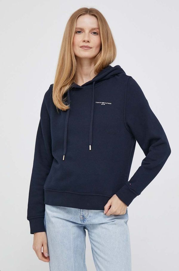Tommy Hilfiger Dukserica Tommy Hilfiger za žene, boja: tamno plava, s kapuljačom, bez uzorka