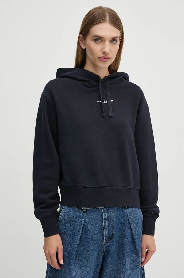 Tommy Hilfiger Dukserica Tommy Hilfiger za žene, boja: tamno plava, s kapuljačom, bez uzorka, WW0WW42896
