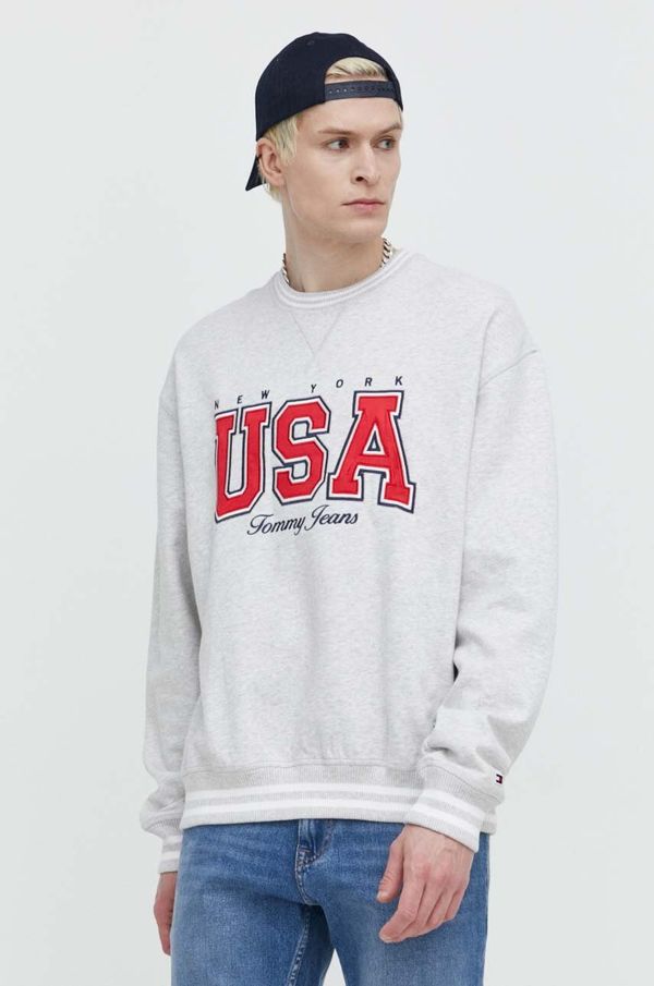 Tommy Jeans Dukserica Tommy Jeans Archive Games za muškarce, boja: siva, s uzorkom