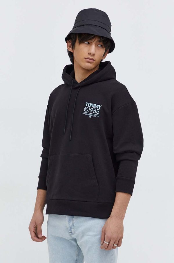 Tommy Jeans Dukserica Tommy Jeans za muškarce, boja: crna, s kapuljačom, s tiskom, DM0DM18385