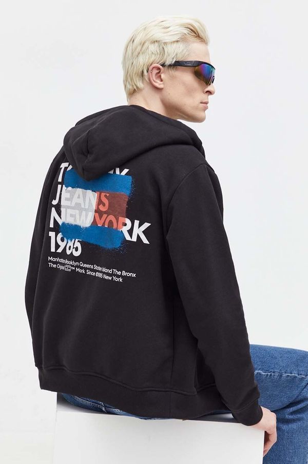 Tommy Jeans Dukserica Tommy Jeans za muškarce, boja: crna, s kapuljačom, s tiskom