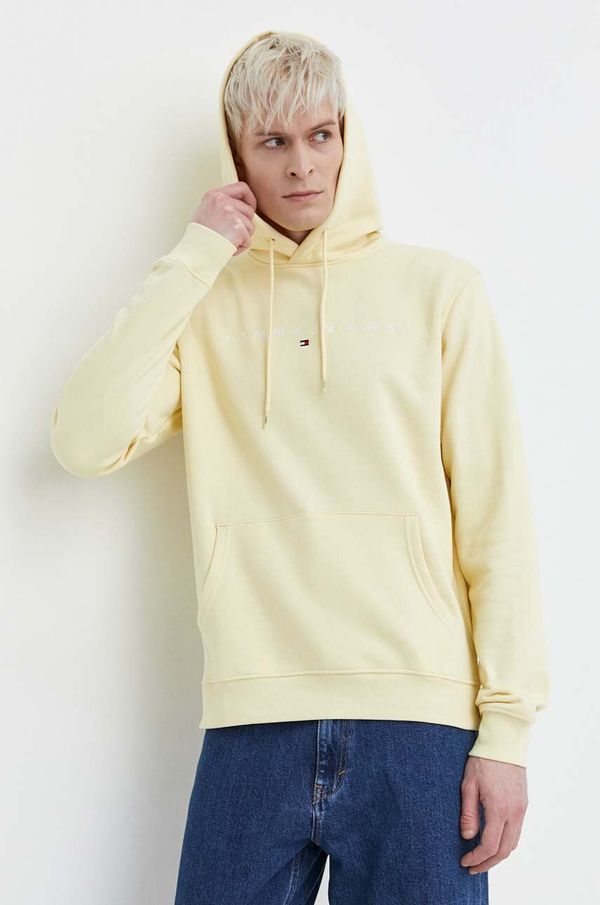 Tommy Jeans Dukserica Tommy Jeans za muškarce, boja: žuta, s kapuljačom, s aplikacijom, DM0DM17985