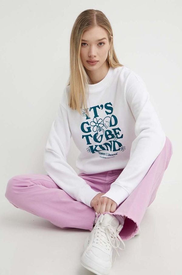 Tommy Jeans Dukserica Tommy Jeans za žene, boja: bijela, s tiskom, DW0DW17782