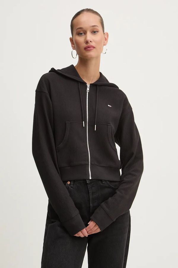 Tommy Jeans Dukserica Tommy Jeans za žene, boja: crna, s kapuljačom, bez uzorka, DW0DW18763