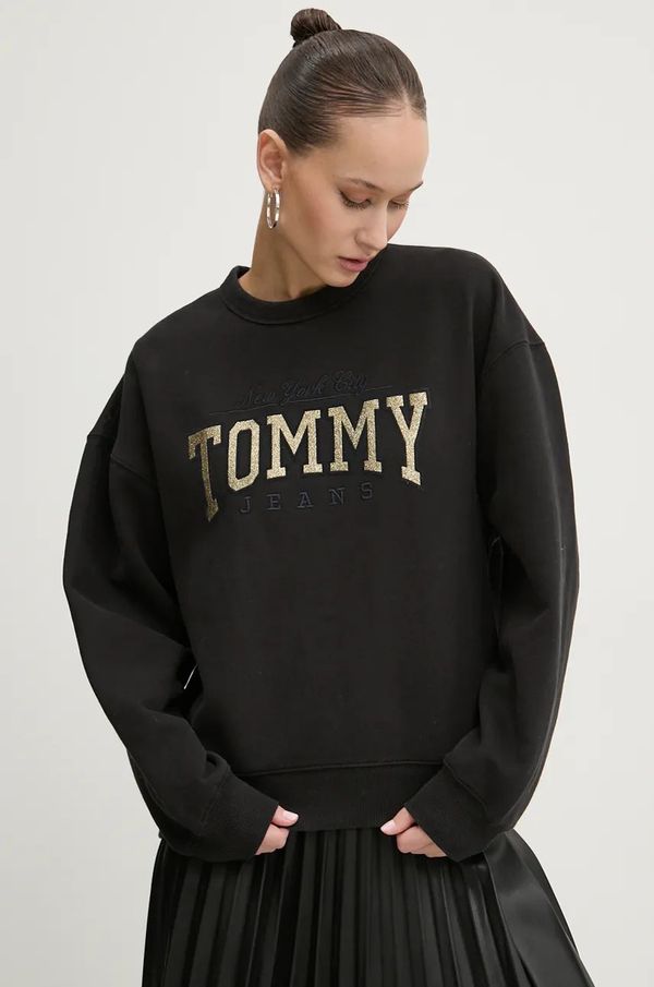 Tommy Jeans Dukserica Tommy Jeans za žene, boja: crna, s tiskom, DW0DW19845
