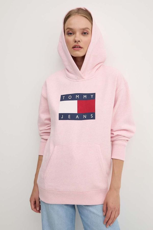 Tommy Jeans Dukserica Tommy Jeans za žene, boja: ružičasta, s kapuljačom, s tiskom, DW0DW19047