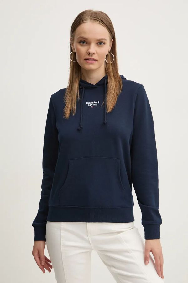 Tommy Jeans Dukserica Tommy Jeans za žene, boja: tamno plava, s kapuljačom, bez uzorka, DW0DW19712